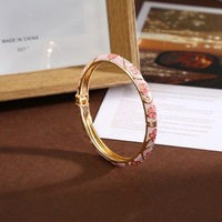 Gelang Paduan Seng Enamel Berlapis Bunga Kecil Warna-Warni Gaya Cina Retro Baru yang Stylish