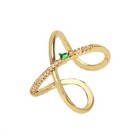 Landy – bague rétro en zircon cœur émeraude pour femme, anneau ouvert en cuivre plaqué or