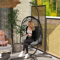 AJUNION Extérieur Rotin Tissage Oeuf Chaise Jardin Suspendu Chaise Balançoire Pliable Oeuf Chaise à Bascule pour Patio Balcon