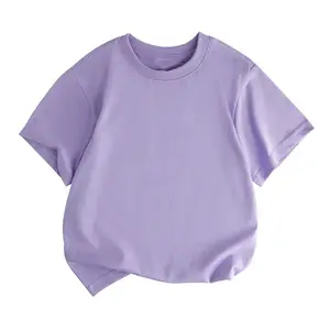 Toptan 100% pamuk tişörtleri erkek çocuklar için erkek kız yumuşak düz üniforma t-shirt çocuk yaz ekip boyun kısa kollu gömlek