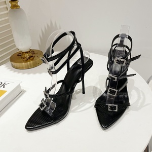 Women Stiletto Extremely Slim Heels Ankle Buckles Sandals Summer Outdoor Diamonds High Heel Pumps <b>Shoes</b> - Product Image 6