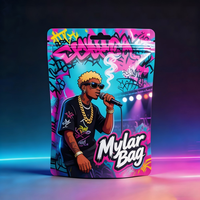 Sacs refermables personnalisés en Mylar de 3,5 g, pochettes autoportantes holographiques réfléchissantes, emballages anti-odeurs avec logo