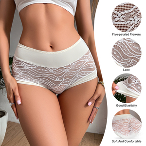 Nuovi Boxer in Pizzo per Giovani Donne, Slip Bianchi Trasparenti con Motivi Floreali, Intimo Sexy a Vita Bassa, Pantaloncini Traforati in Pizzo - Product Image 4