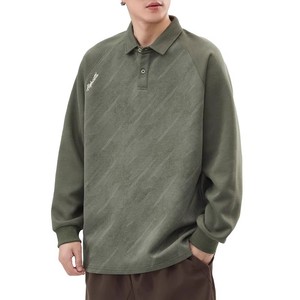Top 2025 primavera autunno da uomo alla moda felpa foderata in pile per collo a <span class=keywords><strong>Polo</strong></span> Pullover a maniche lunghe spessito ampio solido - Product Image 1
