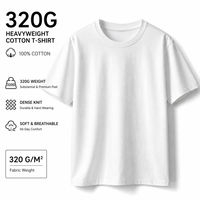 T-shirt unisexe surdimensionné 320G 100% coton, lourd, doux, respirant, décontracté, col rond, tricot dense, manches courtes, streetwear