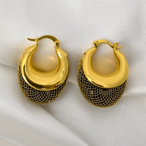 Pendientes de Aro Clásicos de Latón con Baño de Oro de 14K, Hipoalergénicos, de Diseño, para Mujer, Venta al Por Mayor, Alta Calidad - Product Image 5