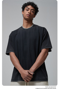 Camiseta de Hombre Unisex de Alta Calidad, 100% Algodón, Cuello Redondo, Estilo Vintage, Lavada, 200-300 g/m², Peso Pesado, Estilo Urbano - Product Image 4