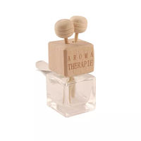 8ml vide carré bouteille en verre bouchon en bois suspendu voiture parfum arôme bouteille café couleur voiture diffuseur bouteille avec ficelle brune