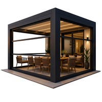 Pergola motorisée d'extérieur WISE COMPANY 6x5 avec revêtement poudré, écologique, à lames réglables en aluminium, stores zippés, résistante au vent pour balcon
