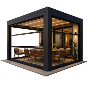 Pergola motorisée d'extérieur WISE COMPANY 6x5, revêtement poudré, écologique, avec lames en aluminium réglables et stores zippés, résistante au vent - Product Image 1