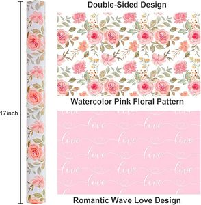 กระดาษห่อแบบคอปเปอร์เพลทลายดอกไม้สีชมพูแบบดั้งเดิม - Product Image 5