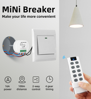 Module d'interrupteur intelligent sans fil 2 voies 16A Mini DIY, télécommande RF 433,92 MHz 10 touches, portée 100 m, certifié CE/ROHS, pour éclairage LED domestique B980