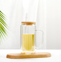 Gobelet en verre à double paroi pré-percé de 12 oz, 15 oz, 20 oz, type globe à neige, avec poignée, très vendu