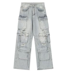 Jeans de Mezclilla Azul para Hombre, Peso Pesado, 13.5oz |   Pantalones de Trabajo con Diseño de Parches y Múltiples Bolsillos |   Fabricante OEM Venta al por Mayor - Product Image 5