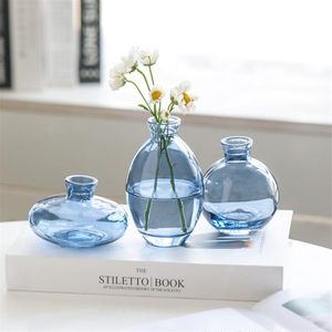 Ensemble de vases à fleurs <span class=keywords><strong>en</strong></span> <span class=keywords><strong>verre</strong></span> d'art pièce maîtresse de mariage <span class=keywords><strong>vase</strong></span> à bourgeons <span class=keywords><strong>en</strong></span> <span class=keywords><strong>verre</strong></span> rond floral bleu de luxe <span class=keywords><strong>pour</strong></span> fleurs - Product Image 2