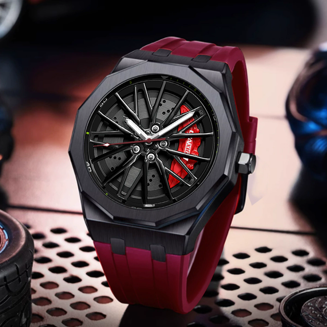 2025 New Fashion Wheel Rim Watch Men Luxury Design Quartz Wristwatch Super Car Watch Waterproof 360 rotation Watch reloj hombre