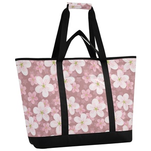 Hawaiian Insulated Cooler Bag Custom Cherry Flower Print Thermal Grocery Tote Bag Picnic Insulated Lunch Bag for Women - Product Image 2