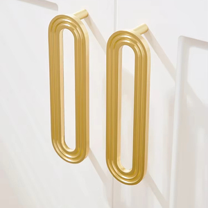 Poignées de meubles en laiton massif satiné au design moderne, boutons de porte, poignées de tiroir pour armoires de cuisine, ensemble de poignées en T en cuivre pur - Product Image 2