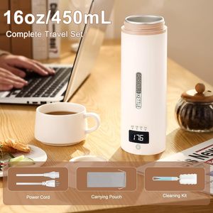 Bouilloire électrique portable mini 500 ml en acier inoxydable avec contrôle numérique de la température, usage domestique, puissance 1000 W, couleur blanche K001 - Product Image 6