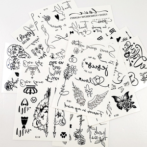 Tatouages temporaires minimalistes à lignes noires, petits autocollants floraux, autocollants pour fête de plage, festival de musique EDM, autocollants sexy pour le corps - Product Image 5