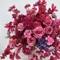 Centres de table de mariage, décor d'allée, arrangement floral en soie, boule de fleurs artificielles roses rouges pour événements, fêtes et décoration intérieure