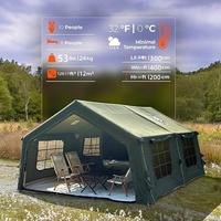 Luxe Extérieur Imperméable 12 ㎡   Tente avec parois latérales surélevées, tentes de camping gonflables, installation rapide, tente pneumatique avec pompe
