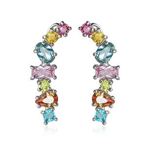 New Arrival Women's Trendy Copper <b>Hoop</b> <b>Earrings</b> with Geometric Design Creative <b>Fashion</b> Exaggerated Pendant Engagement Zircon - Product Image 3