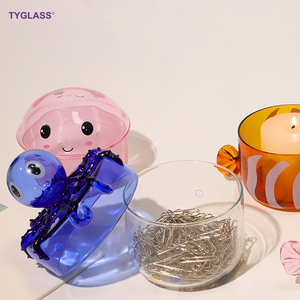 Contenedor de almacenamiento de vidrio decorativo personalizado, organizador de escritorio, lata para hacer velas, almacenamiento de oficina, tarros de candelas de vidrio con tapas - Product Image 2