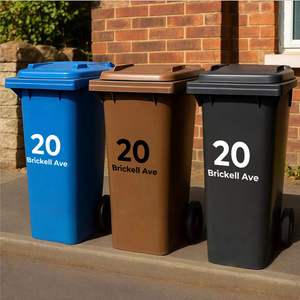 Autocollants personnalisés pour poubelles, autocollants en vinyle pour numéro de maison et adresse, étiquettes imperméables pour poubelles extérieures - Product Image 1