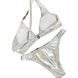 Bikini imprimé blanc extrêmement sexy pour dames <span class=keywords><strong>Maillot</strong></span> <span class=keywords><strong>de</strong></span> <span class=keywords><strong>bain</strong></span> réfléchissant brillant <span class=keywords><strong>de</strong></span> <span class=keywords><strong>haute</strong></span> qualité à une épaule pour les adolescents <span class=keywords><strong>de</strong></span> plage - Product Image 6