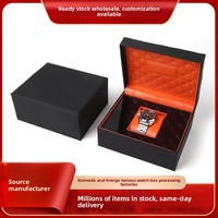 Boîte à montres en cuir PU brossé à angle droit, haut de gamme, pour montres mécaniques, présentoir de rangement et emballage cadeau, modèle international très demandé