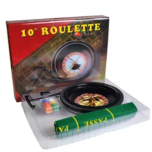 Hot Sale 10'' Roulette Poker Chips Set with 60pcs Small Poker Chips & Table Cloth & Chips Roulette Drinking Game Set Supplier