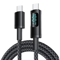 Kabel Data USB C ke USB C Custom Logo PD 100W, Nylon Braided, Layar Digital, Pengisian Cepat 5A, Tipe C