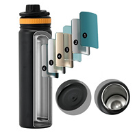 Bouteille d'eau magnétique de 1200ml isolée sous vide en acier inoxydable pour sport et voyage avec bouchon magnétique écologique sans BPA