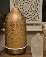 Diffuseur d'huiles essentielles ultrasonique, humidificateur d'air, diffuseur d'aromathérapie en céramique dorée pour la maison, la chambre et le bureau