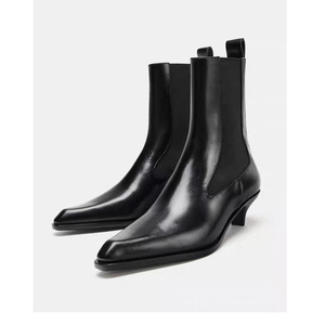 2025 inverno nuovi prodotti da donna coreana Slip-On alla caviglia con punta quadrata stivali in pelle Denim in edizione limitata - Product Image 1