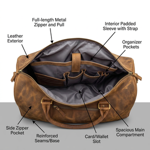 WRIZA Heritage Craft Unisex Genuine Leather Backpack Zipper 20-35L Capacity <b>for</b> Travel Work Daily Carry Premium Handcrafted - Product Image 4