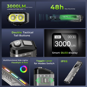 <span class=keywords><strong>Linterna</strong></span> Táctica Inteligente <span class=keywords><strong>Wurkkos</strong></span> TD11 con Pantalla OLED, 3000LM 320M, Botones Traseros Tácticos Dobles, Controlador de Corriente Constante - Product Image 2