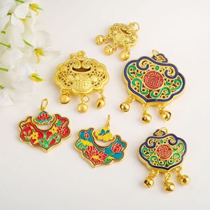 Colgante Tradicional de Candado de la Paz con Esmalte Dorado, Formas Mixtas, Fornituras de Joyería para Collares y Cadenas de Suéter, Venta al por Mayor - Product Image 1