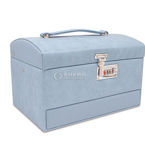 Boîte de rangement pour bijoux de voyage en cuir PU portable sur mesure, grande capacité, boîte organisatrice pour boucles d'oreilles et colliers avec serrure à code - Product Image 5