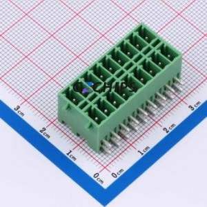 DB2ERHBG-3.5-2*9P-GN Plug-in Terminal Block Bent Lead Through Hole,P=3.5mm Board-to-Board / Socket Closed Snap Fixing 2x9P 3.5mm - Product Image 1