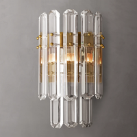 Applique murale LED de luxe en laiton et cristal, style nordique minimaliste postmoderne, pour chambre, salon, hôtel, couloir, chevet