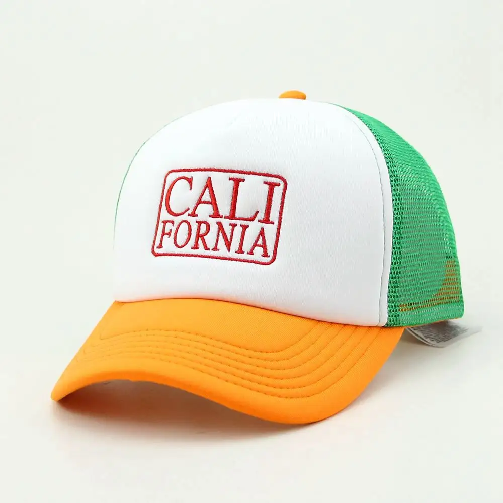 Chapéus e bonés de caminhoneiro coloridos com fivela de marca personalizada de alta qualidade, chapéu Gorras Califórnia, design de alta qualidade, novidade da moda, 2024, cor