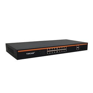 TiNCAM <strong>16</strong>*Poe+2*Uplink+2*SFP Gigabit <strong>Port</strong> 200W/300W Unmanaged Fiber to <strong>Ethernet</strong> Converter Built-in Power DC48V Poe <strong>Switch</strong> - Product Image 2