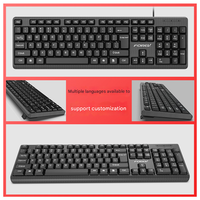 Keyboard Gaming PC Bisnis Ergonomis Plastik Baru FV-K5C Kabel USB 2.0 Membran 104 Tombol Kabel 1.5M Plug and Play