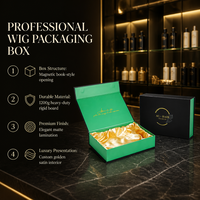 Boîte cadeau magnétique verte personnalisée avec doublure en éponge, imperméable, écologique, luxueuse, fermeture magnétique solide, boîte rigide pour extensions de cheveux, salon