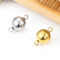 Boucle magnétique en métal à boule ronde en acier inoxydable pour collier, bracelet, accessoires de fabrication de bijoux
