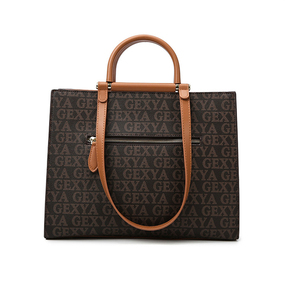 2024 Mode Pu Lederen Grote Capaciteit Vrouwen Draagtas Schouder Alligator Dames Handtassen Polyester Enkele Rits Bruine Letter Hd056 - Product Image 1