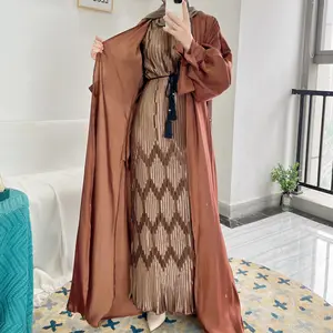 도매 Abaya 두바이 터키 이슬람 Kaftan 이슬람 의류 여성 쉬머 Abaya 카디건