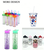 Gobelet en acrylique à double paroi de 15 oz, impression intégrale par sublimation personnalisée, gobelet en plastique transparent avec couvercle anti-fuite, vente en gros, logo personnalisé